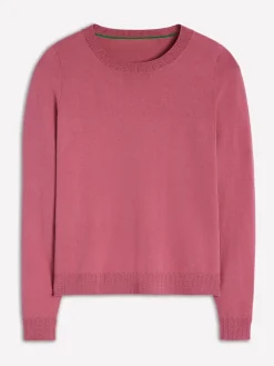 Boden Emilia Cotton Crew Jumper Pink Outlet