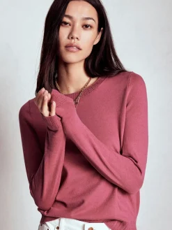 Boden Emilia Cotton Crew Jumper Pink Outlet