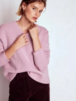 Boden Pink Marion Merino V-Neck Jumper Hot