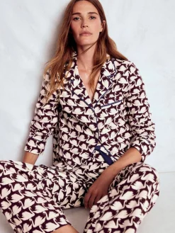 Boden Brushed Cotton Pyjama Shirt Purple New