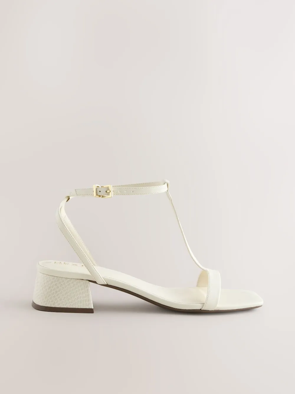 Next Extra Wide Fit Forever Comfort® Low Block Strappy Sandals Bone Clearance