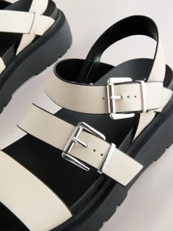 Next Standard/Wide Fit Chunky Buckled Sandals Bone Sale
