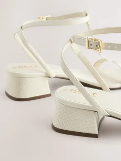 Next Standard/Wide Fit Forever Comfort® Low Block Strappy Sandals Bone