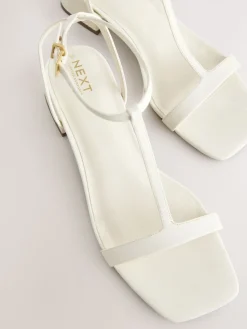 Next Standard/Wide Fit Forever Comfort® Low Block Strappy Sandals Bone