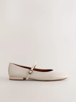 Next Standard/Wide Fit Round Toe Mary Jane Shoes Bone Sale