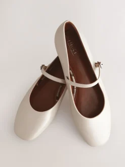 Next Standard/Wide Fit Round Toe Mary Jane Shoes Bone Sale