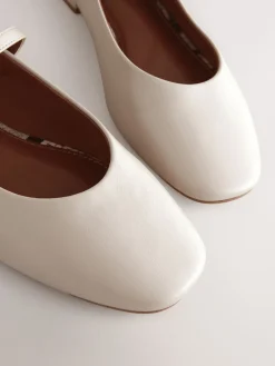 Next Standard/Wide Fit Round Toe Mary Jane Shoes Bone Sale