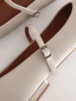 Next Standard/Wide Fit Round Toe Mary Jane Shoes Bone Sale