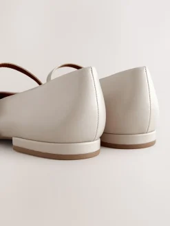 Next Standard/Wide Fit Round Toe Mary Jane Shoes Bone Sale