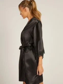 Boux Avenue Amelia Robe Dressing Gown Black New