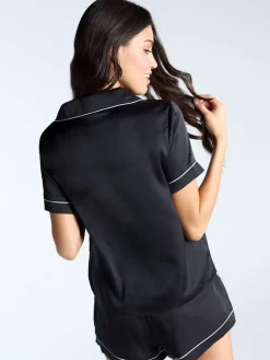 Boux Avenue Luxe Satin Short Pyjamas Set Black Discount