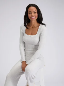 Boux Avenue Grey Lace Trim Rib Pyjamas Set Discount