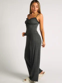 Boux Avenue Rib Frill Cami & Pant Pyjama Set Grey Best