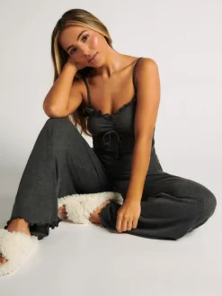 Boux Avenue Rib Frill Cami & Pant Pyjama Set Grey Best