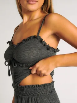 Boux Avenue Rib Frill Cami & Pant Pyjama Set Grey Best
