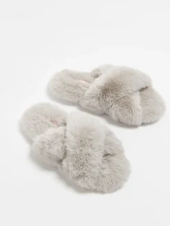 Boux Avenue Cross Band Slippers Light Grey Outlet