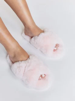 Boux Avenue Cross Band Slippers Pink Online