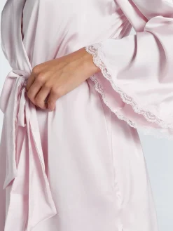Boux Avenue Kaya Lace Trim Satin Robe Pink Online