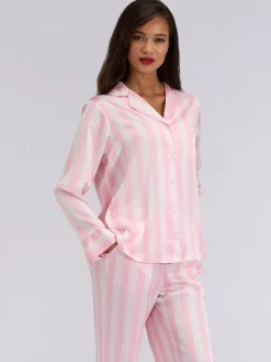 Boux Avenue Oversized Satin Revere & Pyjamas Set Pink Online