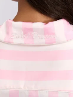 Boux Avenue Oversized Satin Revere & Pyjamas Set Pink Online