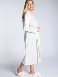 Boux Avenue White Long Waffle Robe
