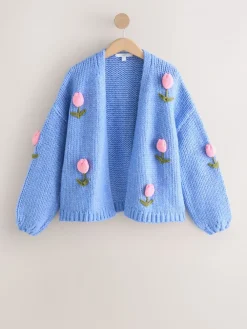 Next Bright Blue 3D Tulip Soft Touch Chunky Knit Cardigan Best