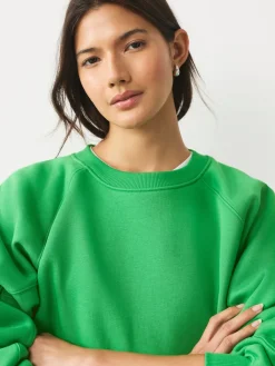 Next Relaxed Fit Heavyweight Regular Crew Neck Sweatshirt Bright Green Outlet
