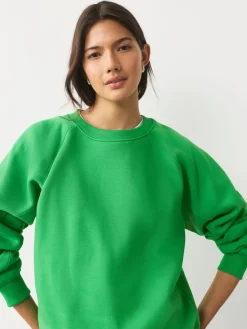 Next Relaxed Fit Heavyweight Regular Crew Neck Sweatshirt Bright Green Outlet