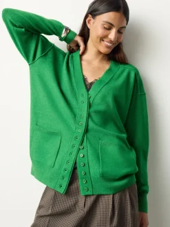 Next Bright Green Supersoft V-Neck Cardigan With Pockets Clearance
