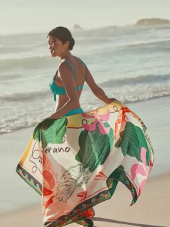 Next Bright Lobster Print Lightweight Scarf New