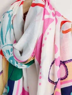 Next Bright Lobster Print Lightweight Scarf New