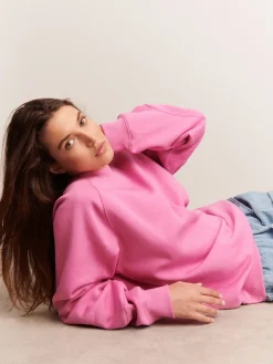 Next Relaxed Fit Heavyweight Longline Crew Neck Sweatshirt Bright Pink Best