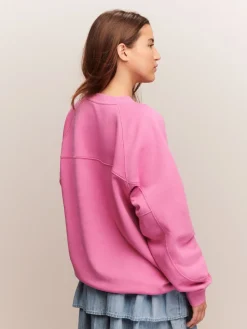 Next Relaxed Fit Heavyweight Longline Crew Neck Sweatshirt Bright Pink Best
