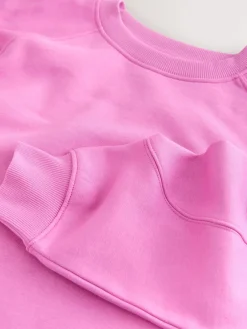 Next Relaxed Fit Heavyweight Longline Crew Neck Sweatshirt Bright Pink Best
