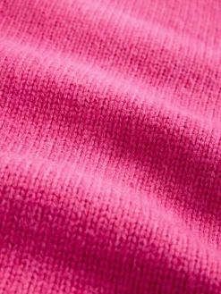 Next Stand Neck Chunky Knit Jumper With Wool Bright Pink New