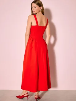 Next Occasion Cinched Waist Maxi Dress Bright Red New