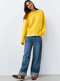 Next Crew Neck Jumper With Wool Bright Yellow Sale