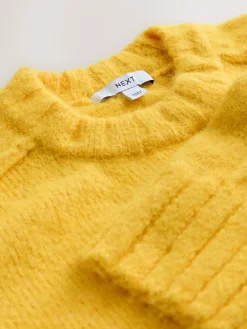 Next Crew Neck Jumper With Wool Bright Yellow Sale