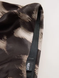 Next Satin Midi Skirt Brown Animal Print