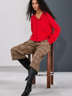 Next Brown Check Smart Culottes Sale