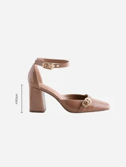 Next Forever Comfort® Buckle Closed Toe Block Heels Brown Online