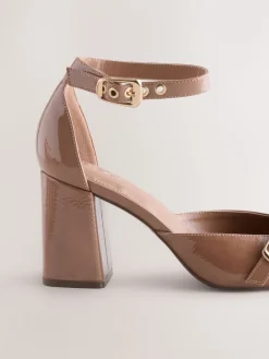 Next Forever Comfort® Buckle Closed Toe Block Heels Brown Online