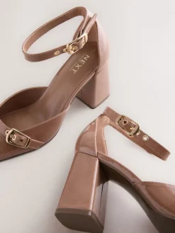 Next Forever Comfort® Buckle Closed Toe Block Heels Brown Online