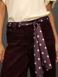 Next Cord Wide Leg Trousers With Scarf Burgundy Red Best