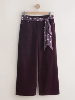 Next Cord Wide Leg Trousers With Scarf Burgundy Red Best