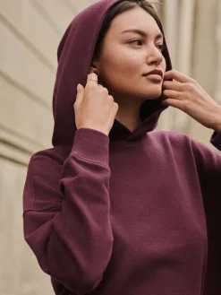 Next Burgundy Red Cosy Soft Touch Rib Overhead Hooded Jumper Sweatshirt Best