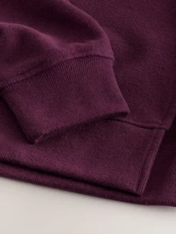 Next Burgundy Red Cosy Soft Touch Rib Overhead Hooded Jumper Sweatshirt Best