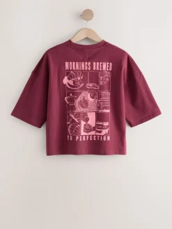 Next Burgundy Red Cotton Short Sleeve Pyjamas