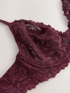 Next Burgundy Red DD+ Non Pad Plunge Lace Ultimate Comfort Bra Hot