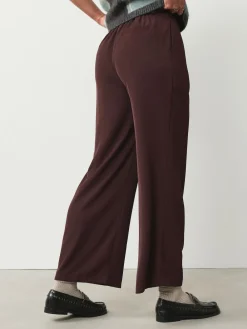 Next Elastic Back Wide Leg Trousers Burgundy Red Clearance